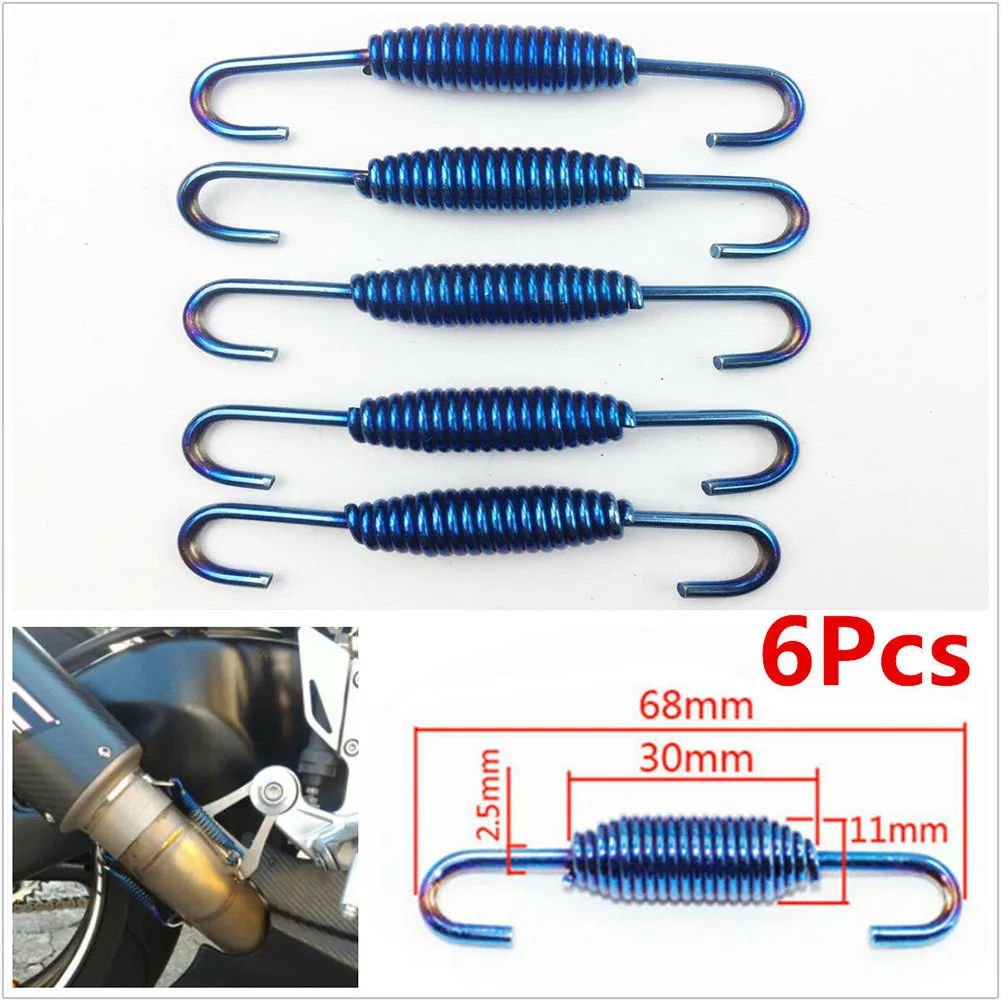

6PCS Set Exhaust Pipe Muffler Springs Hooks Motorcycle Stainless Steel Durable