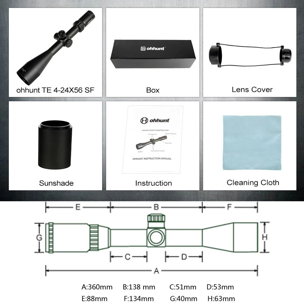 Охота ohhunt тонкий край 4-24X56 SF Riflescopes сторона Parallax Mil точка стекло Выгравированный
