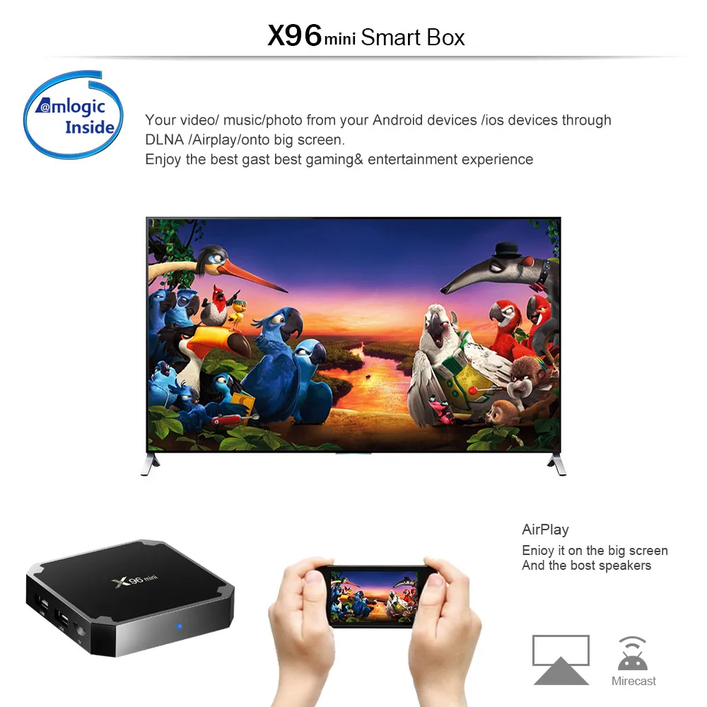 X96 Мини Android TV BOX 7 1. Smart Box 2 Гб 16 Гб. Amlogic S905W 4 ядра ГГц Wi Fi. Декодер каналов кабельного