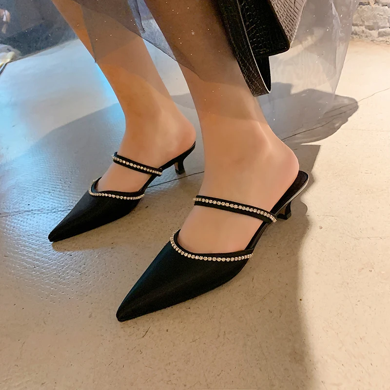 

ZVQ Woman summer Leisure Slipper Fashion New Style Concise Comfortable Pointed Toe rhinestone decoration ventilation Mature