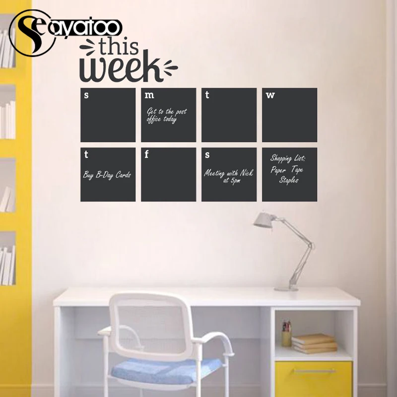 Виниловая наклейка на стену стираемая доска ЕЖЕНЕДЕЛЬНЫЙ КАЛЕНДАРЬ планер 58x84