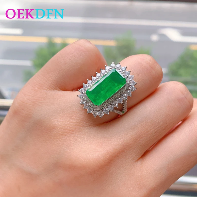 

OEKDFN 100% 925 серебряные кольца для женщин создан Муассанит с изумрудным обручальное кольцо, хорошая бижутерия ювелирные изделия по оптовым цен...