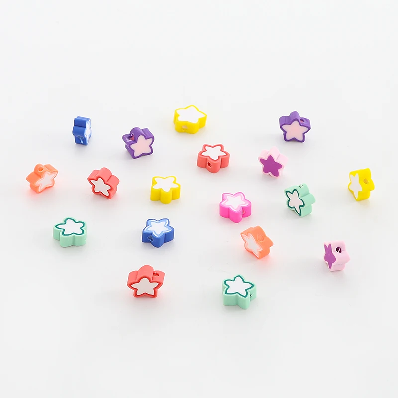 

30Pcs Soft Polymer Clay Beads Mix Color Star Loose Spacer Beads Women Girls Jewelry Making DIY Bracelet Necklace Accessories