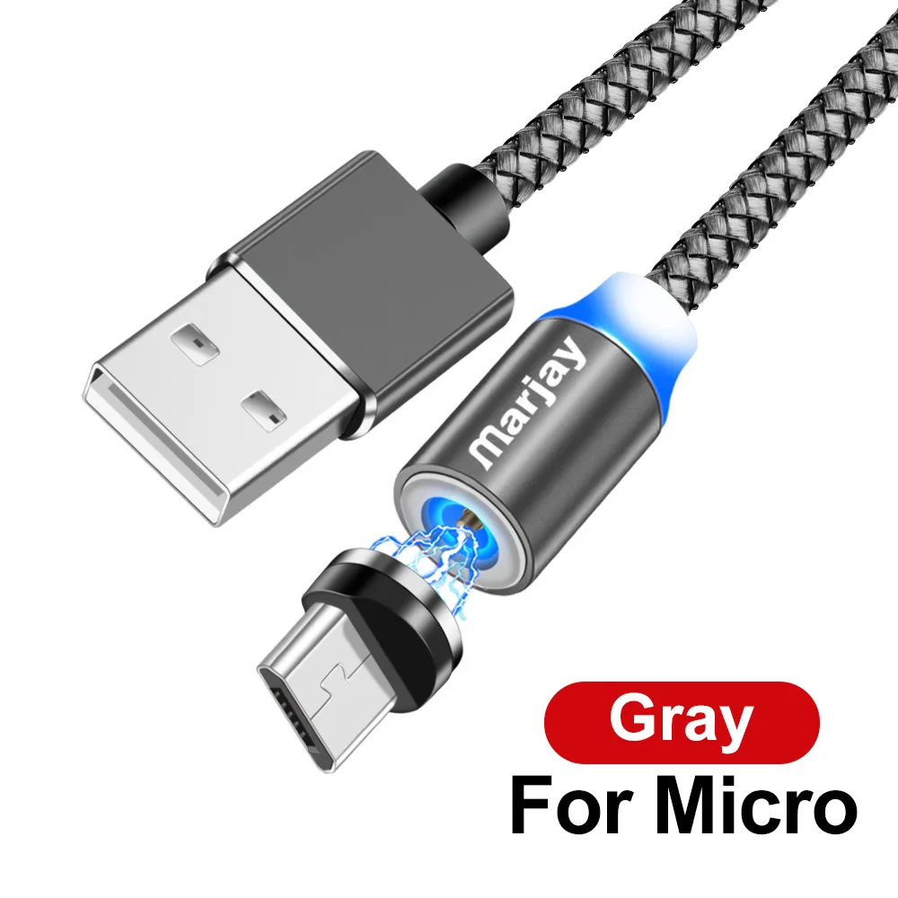 Магнитный usb-кабель Marjay для быстрой зарядки iphone, кабель Micro USB type-C для samsung, Xiaomi, huawei, провод зарядного устройства для мобильных телефонов - Цвет: Gray For Micro
