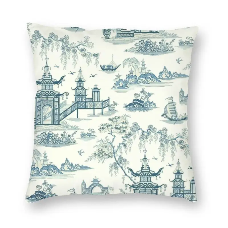 

Cool Oriental Pagoda Chinoiserie Vintage Temple Garden Square Pillow Cover Home Decor 3D Print Cushion Cover For Living Room