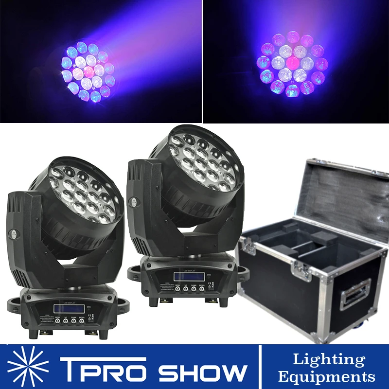 2 Lyre Wash движущаяся головка ZOOM 19x15W RGBW DMX сцсветильник щение лучевой свет