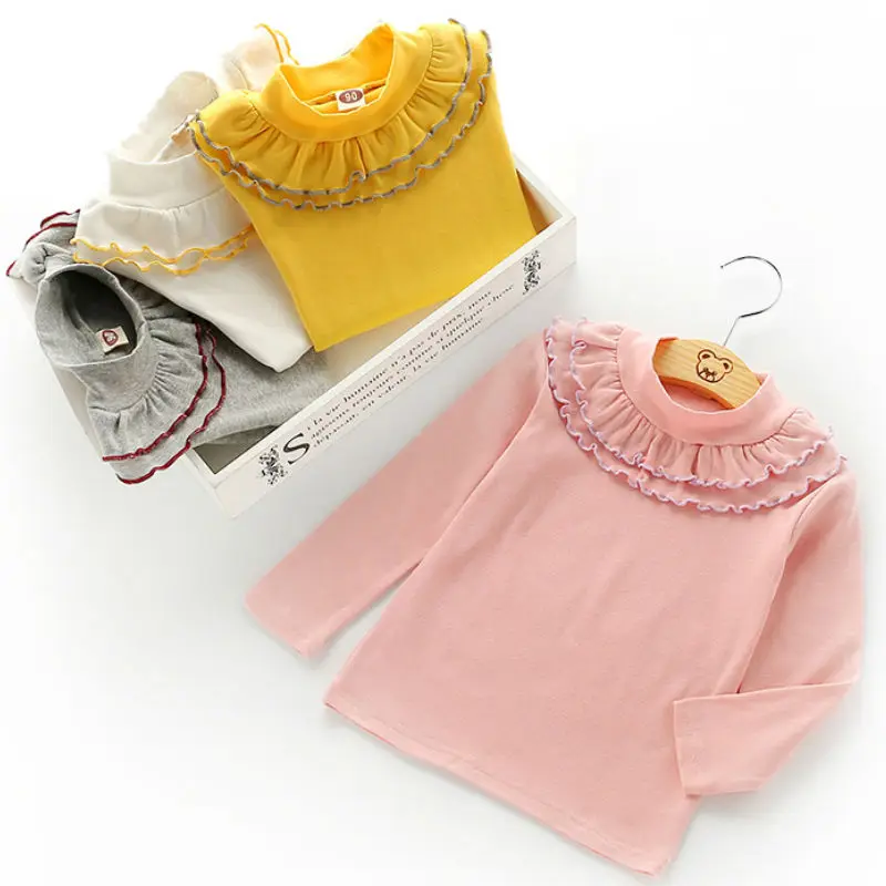 Весенне осенняя футболка для девочек хлопковые топы детей детские рубашки с