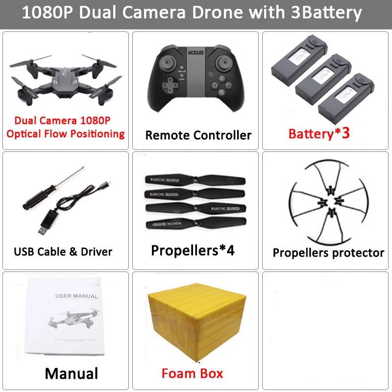 Set9 1080P 3BAT FB Visuo XS816 RC Drone 4K 1080P Двойная камера WIFI FPV Дроны Съемка жестов Профессиональный селфи Drone VS XS809HW XS809S E58 SG106 - Цвет: Set9 1080P 3BAT FB
