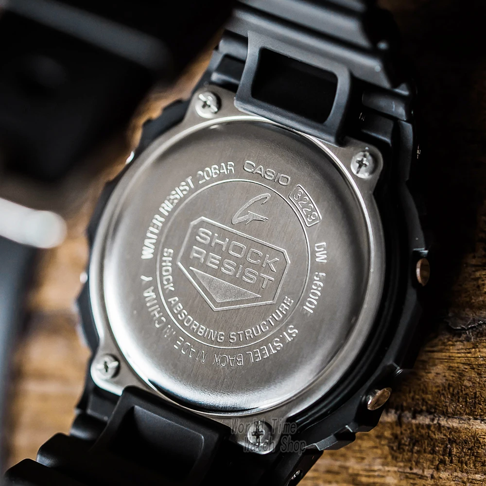 Цена Часы наручные Casio Мужские G Shock, Цифровые кварцевые в стиле милитари, Водонепроницаемость 200 м, DW-5600E-1V