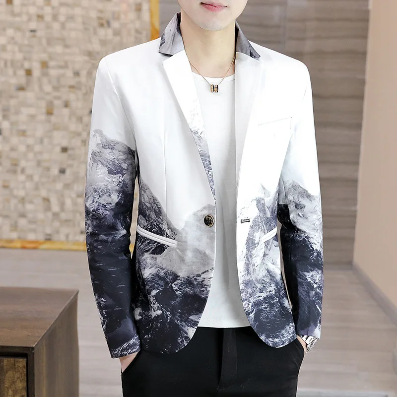 

2022 Personalized Men's Autumn Gradient blazer Youth Casual British Handsome Casual blazer