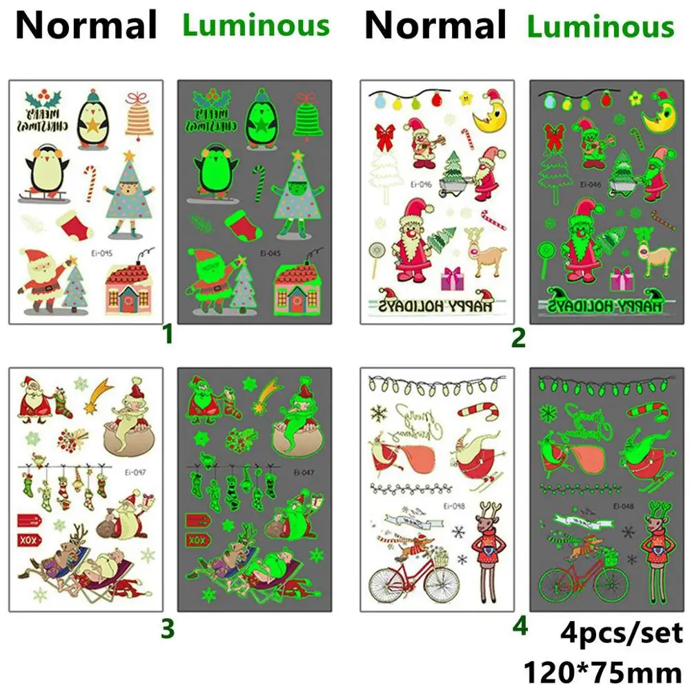 4pcs Stickers 6 CHZLL съемные рождественские наклейки, украшения, Санта-Клаус, олень, Декоративный Рождественский Декор для дома, Санта-Клаус, Noel, Декор - Цвет: 4pcs Stickers 6