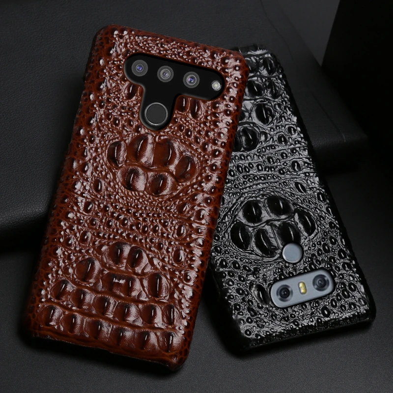 

Genuine Leather Phone Case For LG V50 V40 V30 V20 V10 G3 G4 G5 G6 G7 G8 G8X G8s Q6 Q7 Q8 ThinQ K40 Crocodile Head Texture Cover
