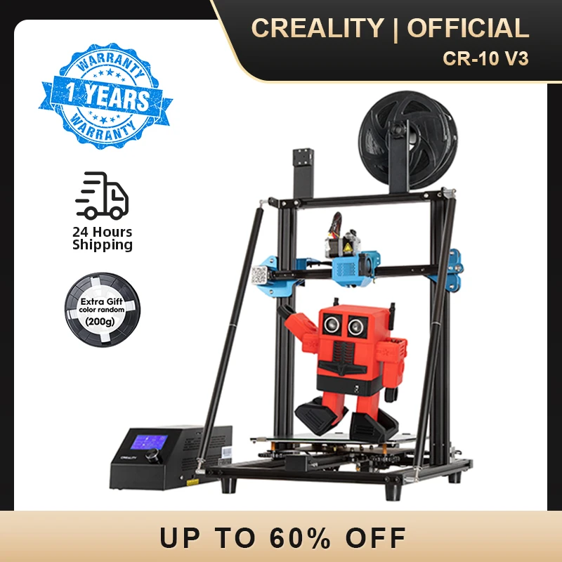 

CREALITY 3D CR-10 V3 Printer Size 300*300*400mm,TMC2208 Silent Mainboard Resume Printing,3D Pinter Pro BL touch Optional