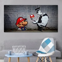 mutu graffiti mario art painting oil painting canvas painting poster and prints wall art pictures for living room home decor