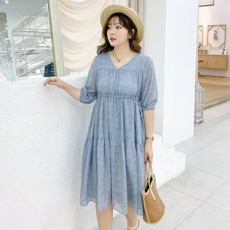 

2021 Xianjian Plus Size Loose Red Floral Summer Dress For Women Quality Dress 4XL (XJLD1307)