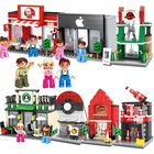 Миниатюрный строительный блок для детей, архитектура, магазин Apple KFCE Cola Cafe Street Shop, миниатюрная модель, игрушка-конструктор для детей