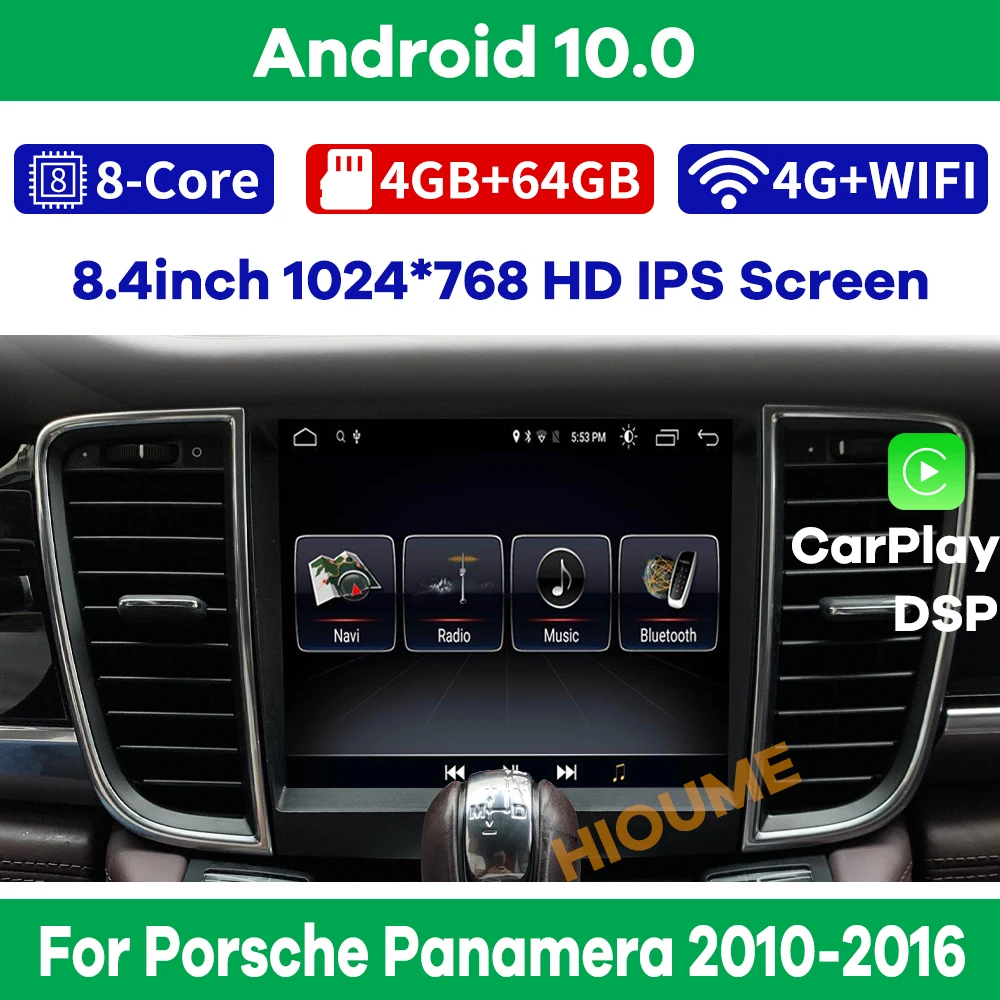 

Android 10.0 Car Radio Navigation for Porsche Panamera 2010-2016 with IPS HD Screen DSP 4G LET Carplay 360 Surround View Camera