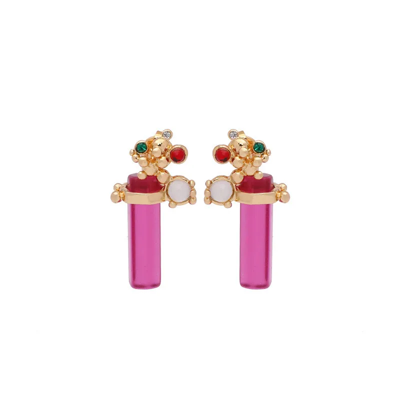 

European and American Style Personality Fashion Temperament Red Bubble Earrings Zircon Earrings S925 Silver Needle Stud Earrings