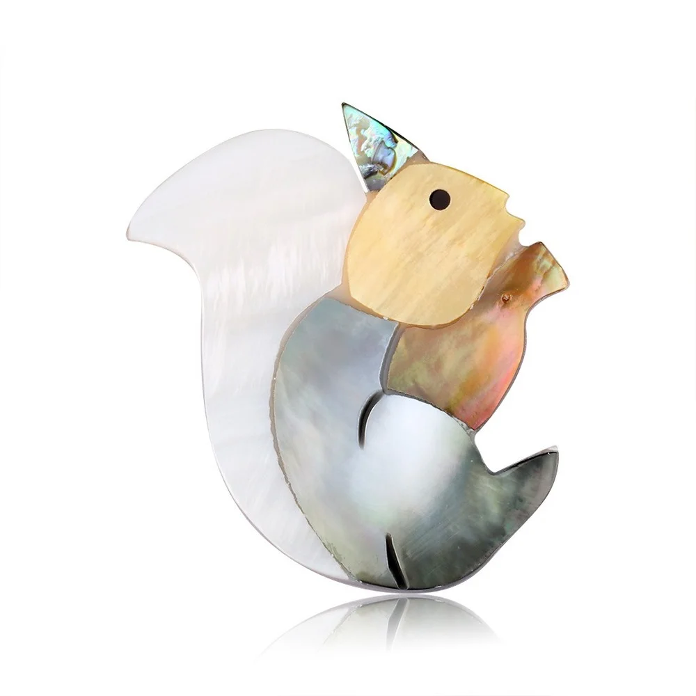 

1 Pcs Women's Enamel Squirrel Brooches Shell Carving Cute Animal Pet Party Office Lapel Brooch Pin Gift Creative Jewelry 36x41mm