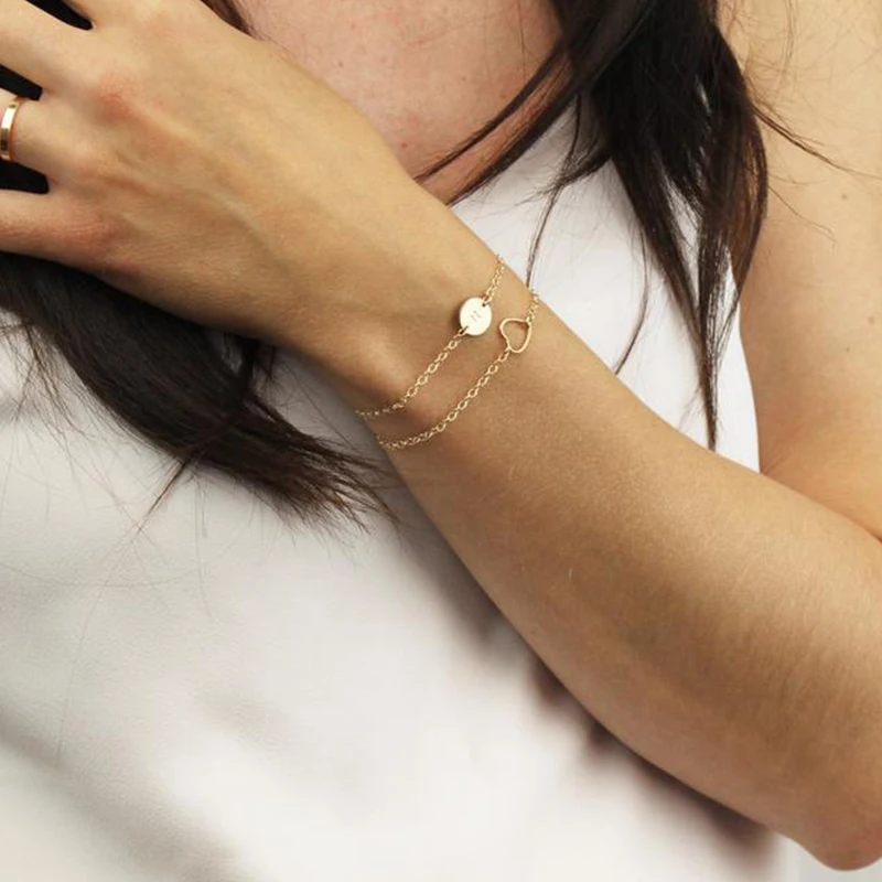 

Двухслойный женский браслет из нержавеющей стали, изысканный персонализированный подарок, подарок для женщин, персонализированный брасле...