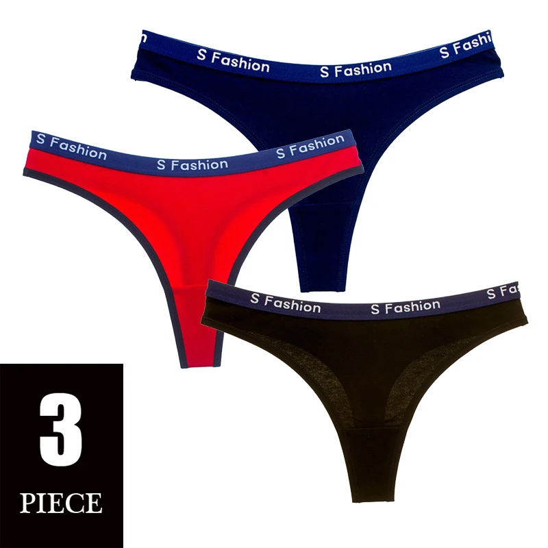 

3Pcs Women's Sexy Cotton Panties Sporty Letter Wide Waist Thong Seamless Low Waist Female Briefs
