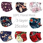 10 шт., дышащая 3d-маска с цветочным принтом для мужчин и женщин