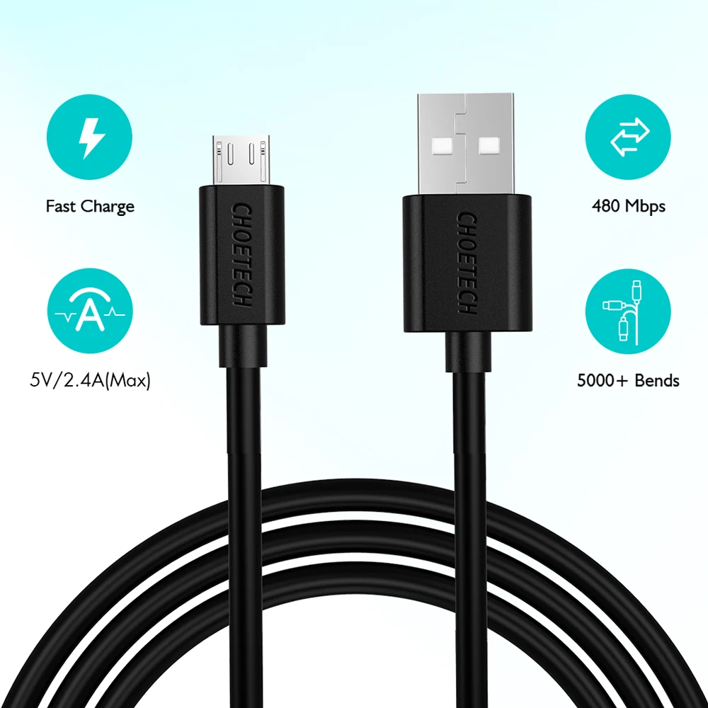 CHOETECH микро USB кабель для Samsung Xiaomi Redmi note 5 pro Быстрая зарядка передачи данных LG Android