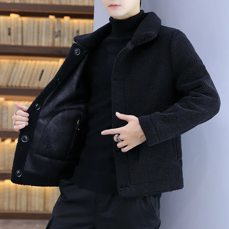 Зимнее мужское флисовое пальто из искусственного меха верхняя одежда теплая
