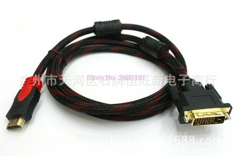 

by dhl 500pcs HDMI to DVI Cable 1m/1.5m2m/3m/5m HDMI Male to DVI Male 18+1 Pin Cable Adapter Support 1080P 3D for HDTV Projector