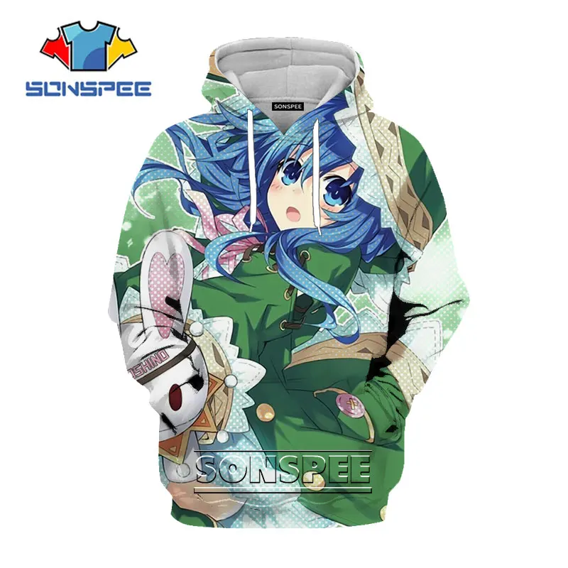

SONSPEE Anime Girl Hoodies 3D Print Date a Live Lovely Men Women Sweatshirt Long Sleeve Hip Hop Streetwear Tops O Neck Pullover