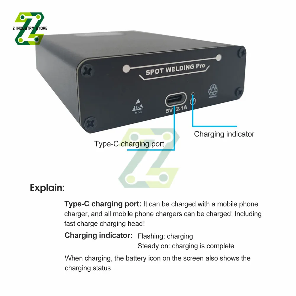 Точечный сварочный аппарат 20 зубцов регулируемый точечный для батареи 18650 мини с