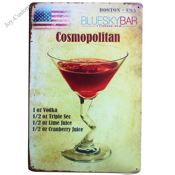 Космополитен металлическая жестяная вывеска Винтаж Декор доска винный пластина