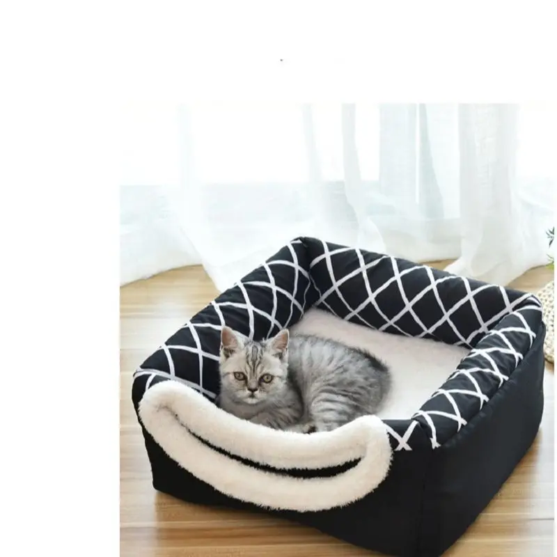 

Sweet Pet Bed House Warm Basket Cozy Kitten Cushion Cat House Tent Very Soft Small Dog Mat Bag For Washable Cave Cats Beds