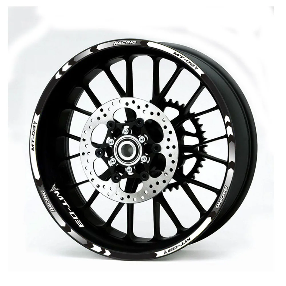 

Front + Rear Wheel Rim Outer Reflective Waterproof Stickers Decals Stripes For Yamaha MT-03 MT03