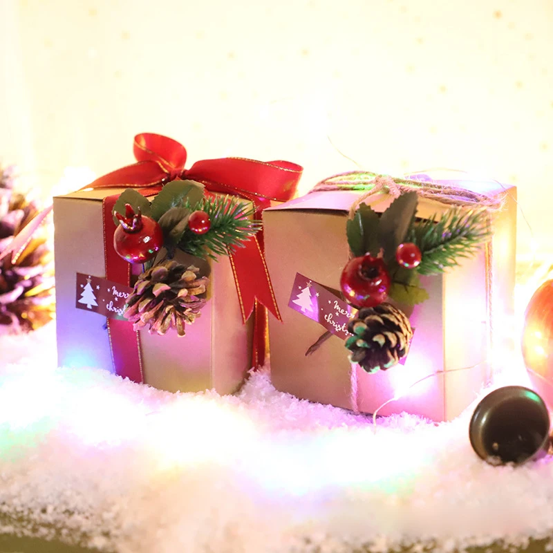 10 шт. Рождественская Подарочная коробка крафтовые мешки для конфет с веревками