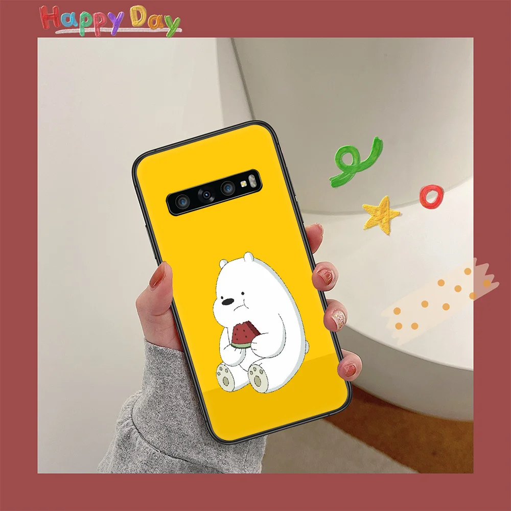 

Cartoon Ice Bare Bears Panda Phone Case for Samsung Galaxy Note S 6 7 8 9 10 E 20 Ultra Edge Plus black Cover Trend Shell Pretty