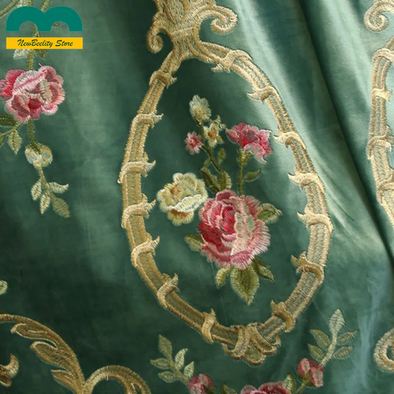 Высококачественные зеленые Роскошные оконные шторы с вышивкой для гостиной