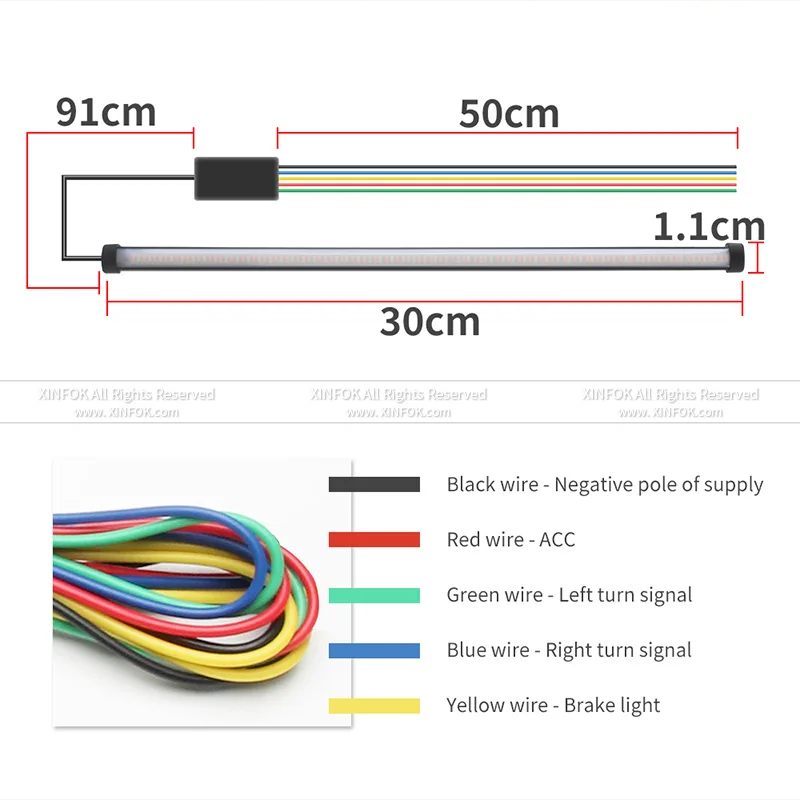 30 см белый Янтарный автомобильный гибкий переключаемый Светодиодный дневной