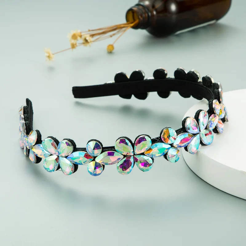 

2021 Vintage Sparkly Colorful Crystal Headband Rhinestone Diamante Hairband for Luxury Women Hair Jewelry