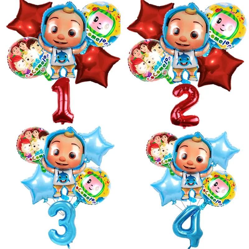 

6pcs Cocomelon Aluminum Foil Balloon Red Birthday Party Supplies Baby Shower Blue Balloon Air Globos Kids Gift Party Decoration