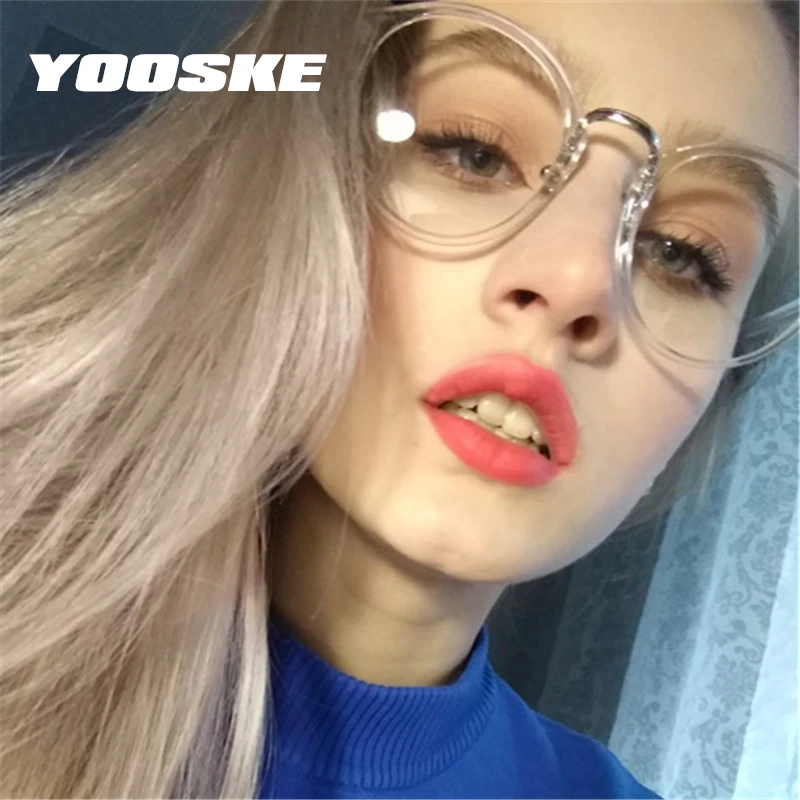 Модные прозрачные круглые очки YOOSKE прозрачная оправа женские для близорукости
