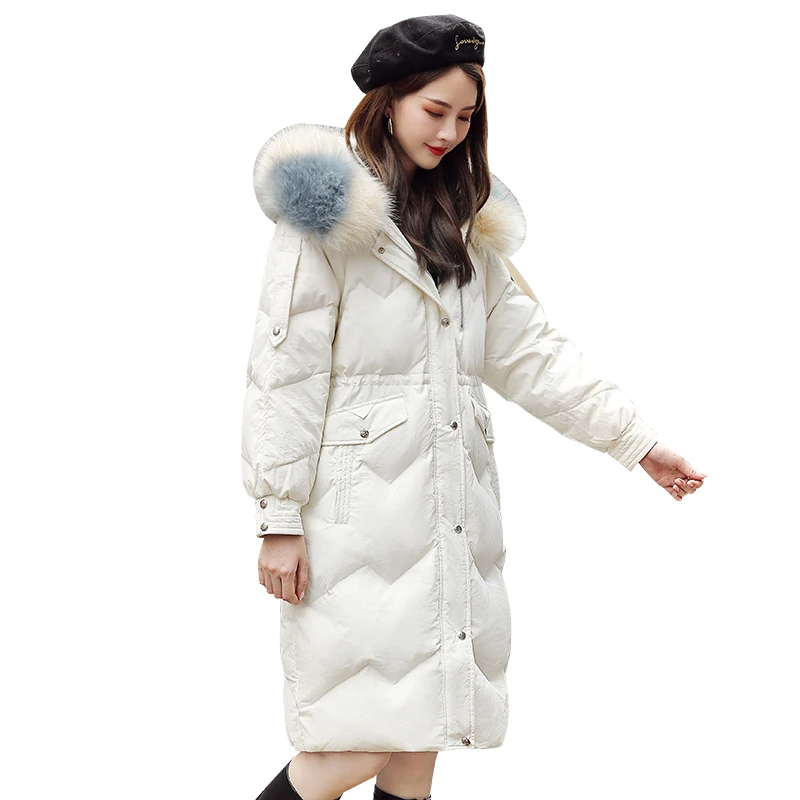 

LISYRHJH 2020 длинное зимнее пальто женская пуховая парка с капюшоном женская новая теплая зимняя куртка женская Свободная куртка с большим мехо...