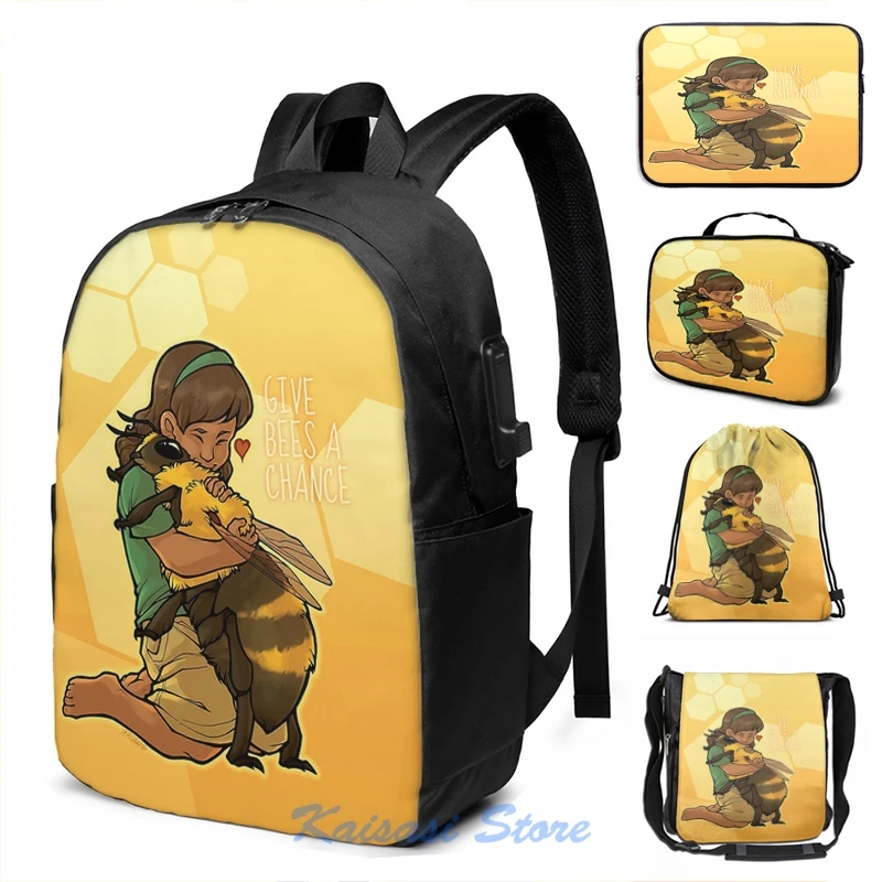 Забавный рюкзак с графическим принтом подарит пчел шанс USB-зарядкой мужские