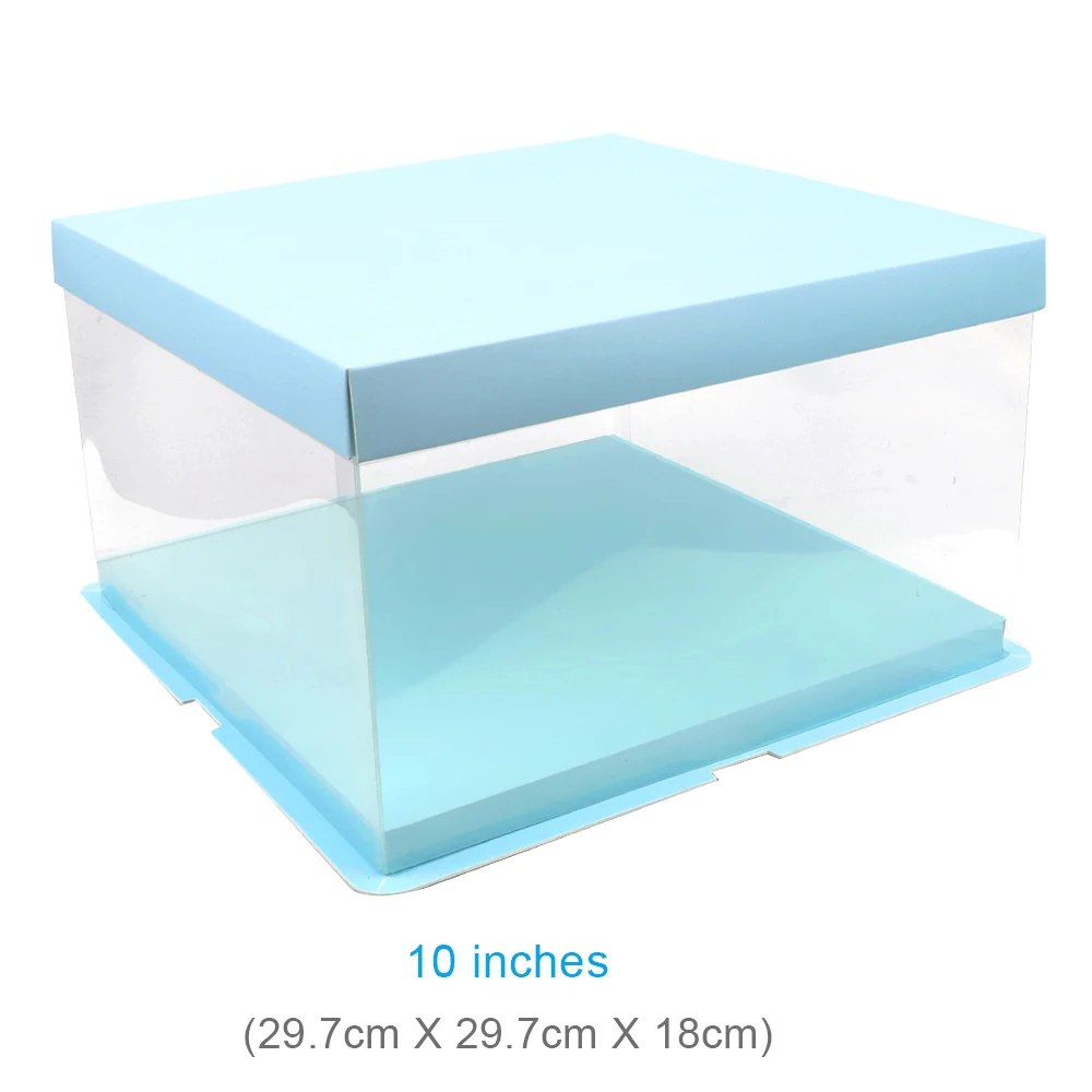 10 inch single layer NICEYARD 1 шт. PET конфеты коробки для тортов и пирожных прозрачная подарочная коробка для кексов с прозрачным квадратным коробки для тортов и пирожных 6/8/10 дюймов Свадебная вечеринка торт - Цвет: 10 inch single layer