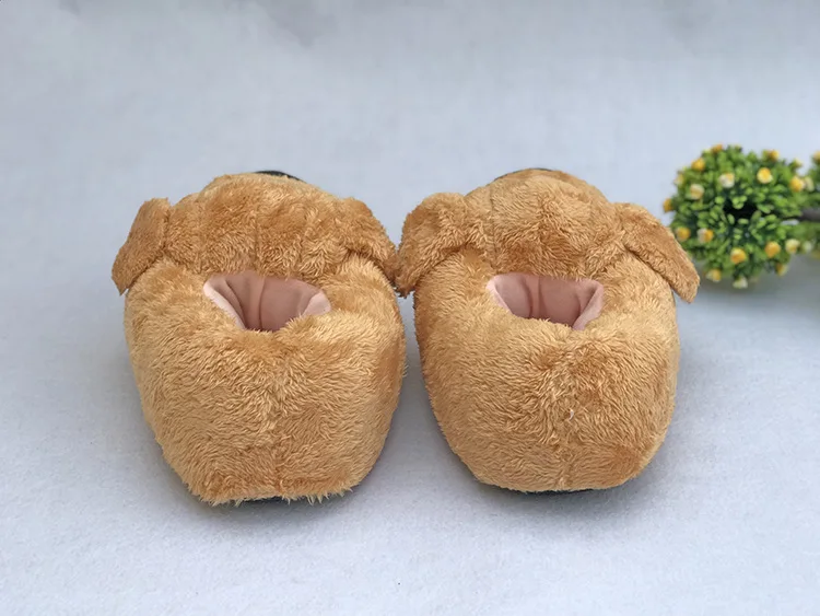 Зимние домашние тапочки унисекс с милым рисунком собаки хлопковая обувь для