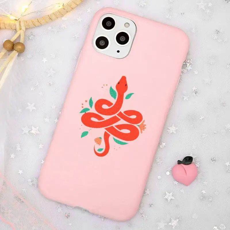 

Hand Snake Flower Snake Painting Phone Case Candy Color Pink for iPhone 11 pro XS MAX 8 7 6 6S Plus X 5S SE 2020 XR