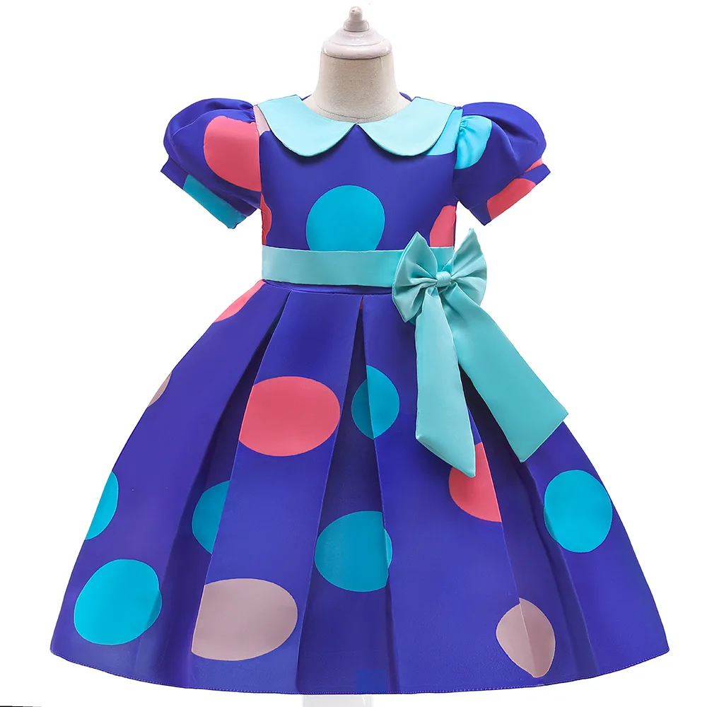 

Ballgown O Neckline Short Sleeves Satin Print Flower Girls Dresses with Sash First Communion Elegant Dresses 4-10 T