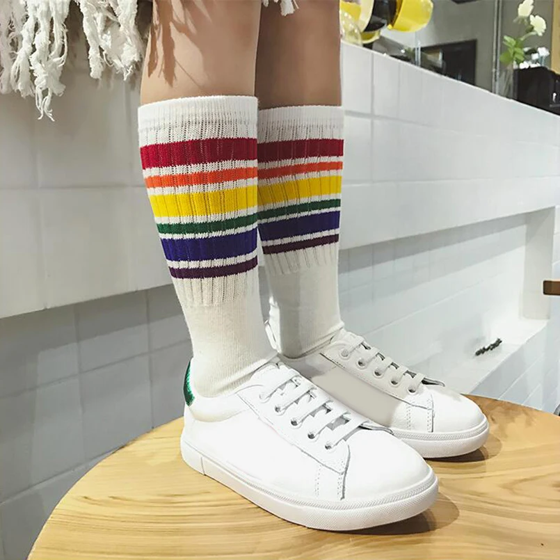 Детские хлопковые носки в радужную полоску на возраст 0-10 лет | Мать и ребенок
