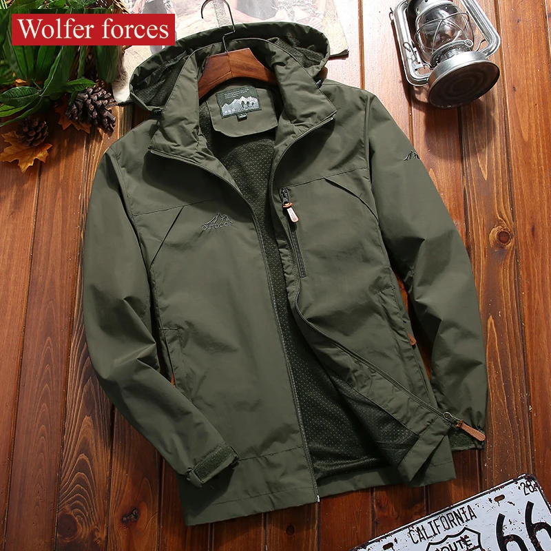 

Повседневная куртка, мужской весенне-осенний шерстяной костюм, свободная и универсальная уличная Водонепроницаемая ветровка, тонкая больш...