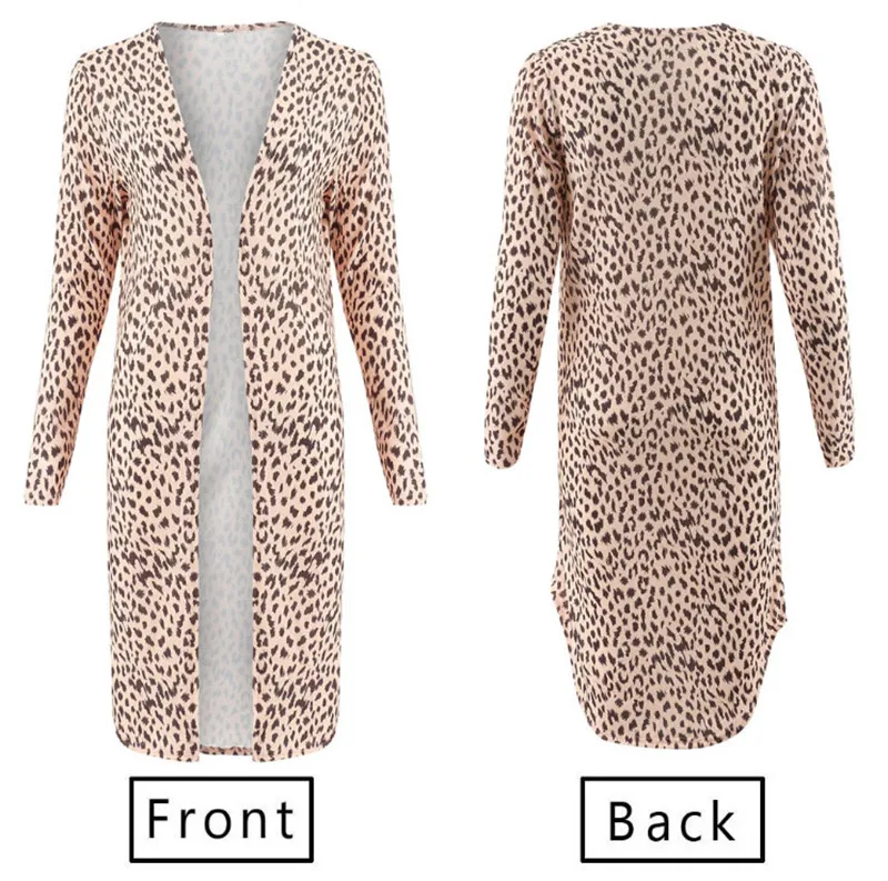 

Womens Leopard Kimono Cardigan Open Front Boho Camo Long Sleeve Long Maxi Jacket Casual Outwear